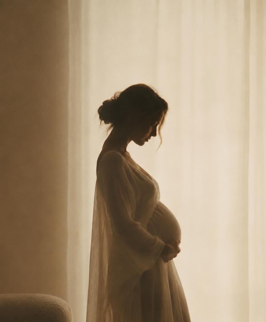 Donna in attesa controluce